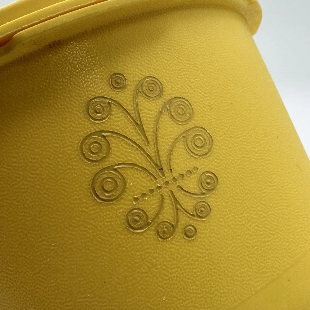 Vintage Tupperware Servalier Yellow Canisters Set 2 Sunburst Lids Retro Kitchen